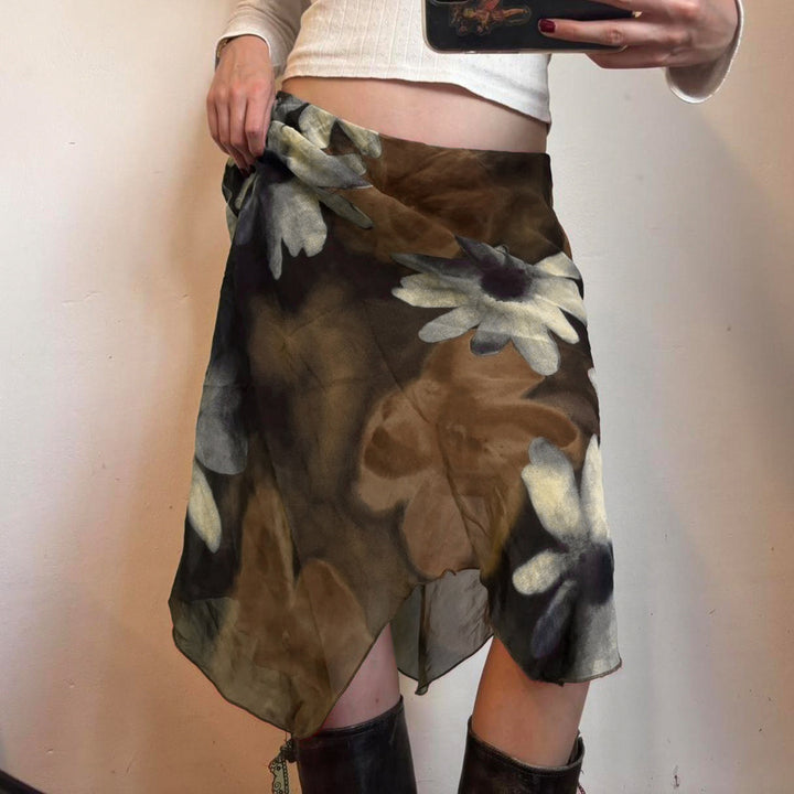 Damen Midi-Rock mit floralem Chiffon-Design Echo Archiv