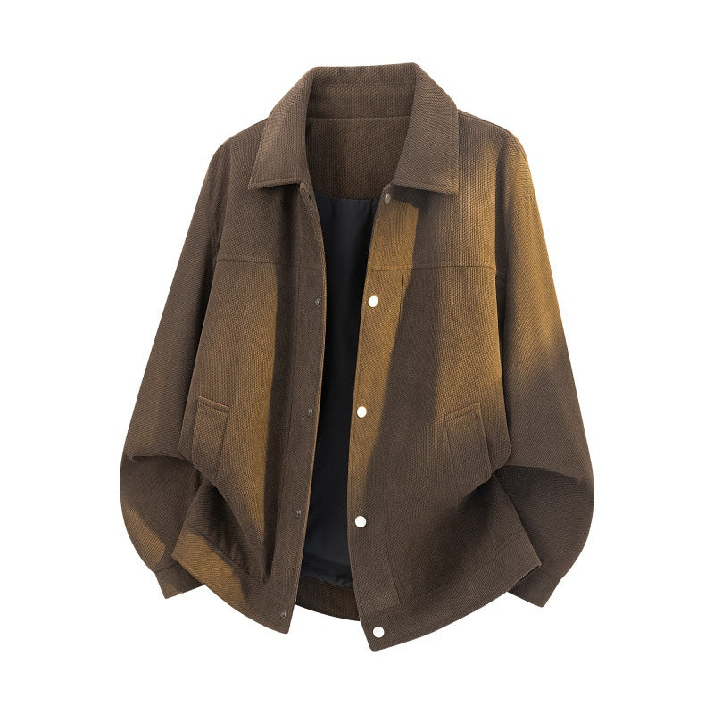 Herren Struktur-Oversized Überhemdjacke mit Wattierung und Druckknöpfen Echoarchiv