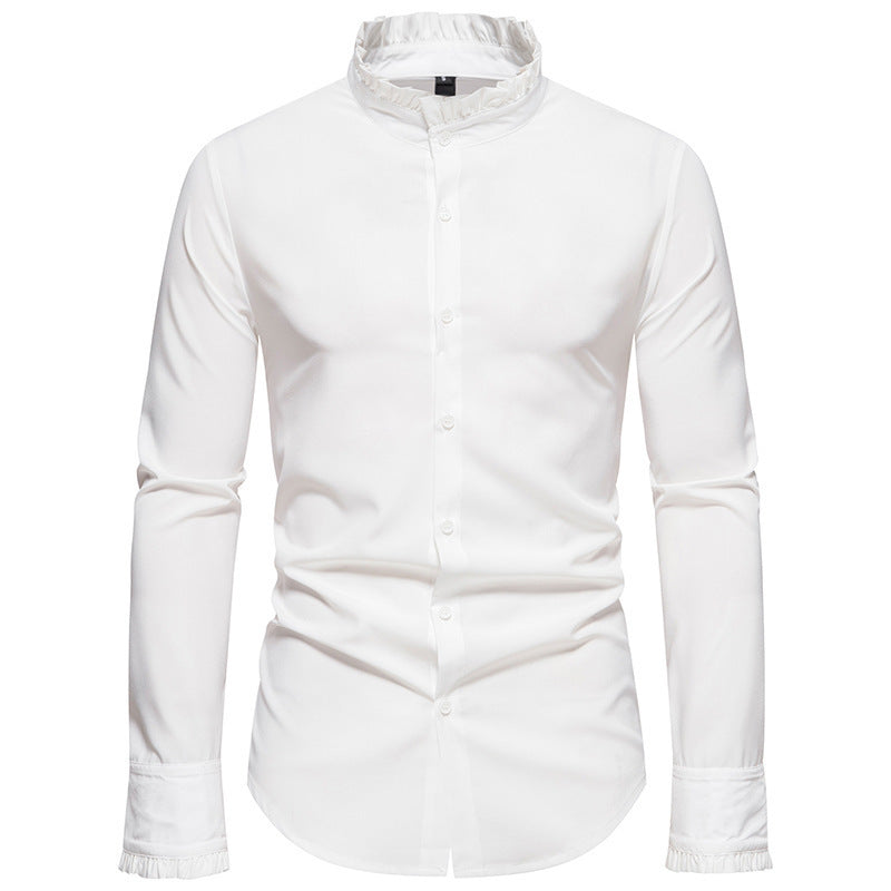 Herren Elegantes Langarmhemd mit Rüschendetails Echoarchiv