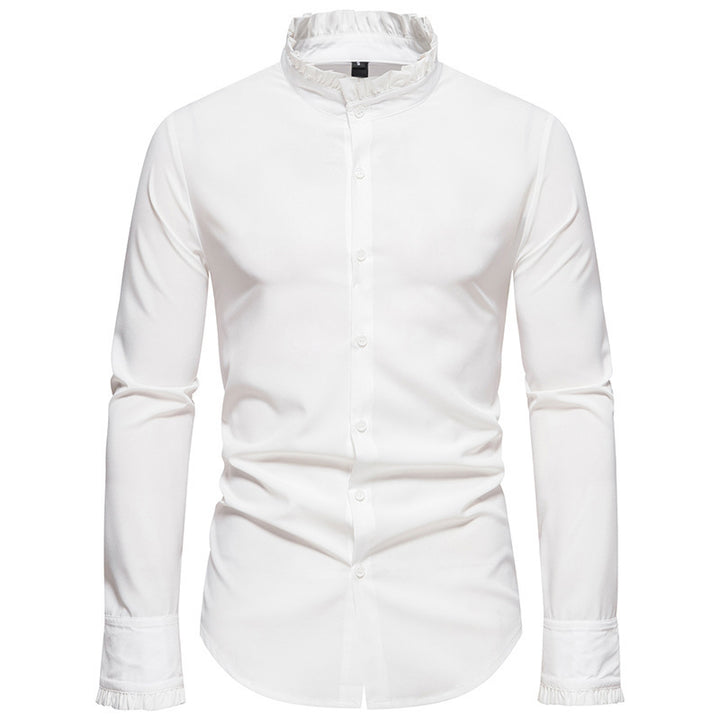 Herren Elegantes Langarmhemd mit Rüschendetails Echoarchiv