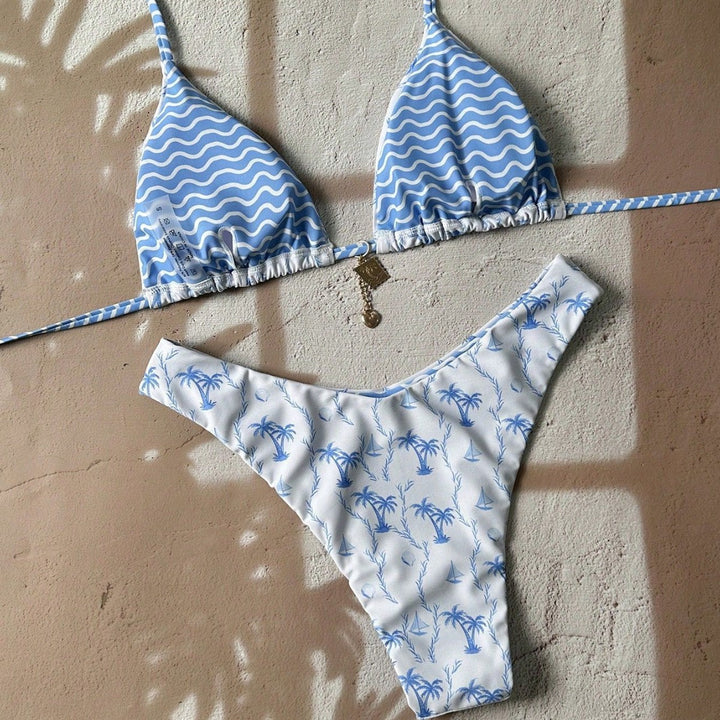 Damen Triangel-Bikini mit tropischem Muster Echo Archiv