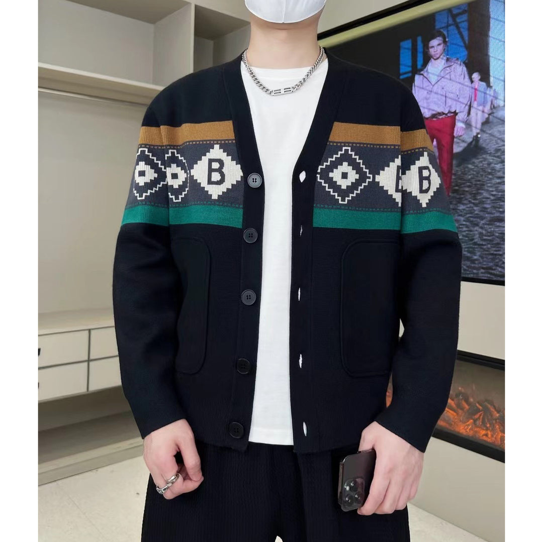 Herren Modische Strickjacke mit grafischem Muster Echoarchiv