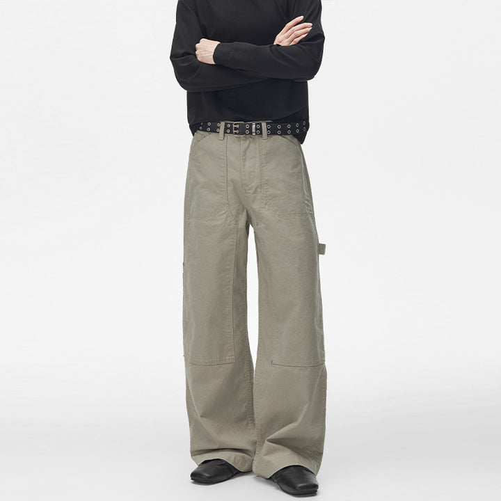 Herren Extraweite Canvas-Utility-Hose mit geteilten Beinen und Druckknopf-Details Echo Archiv