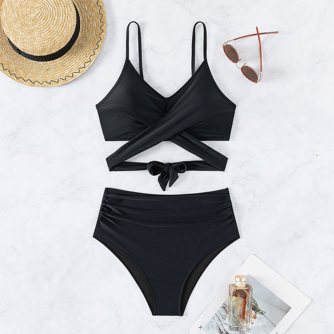 Damen Bikini-Set mit modischem Wickelelement und hoch geschnittener Bikini-Hose Echo Archiv