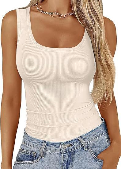 Damen figurbetontes Ripptop mit breiten Trägern und angenehmem Abschluss Echo Archiv