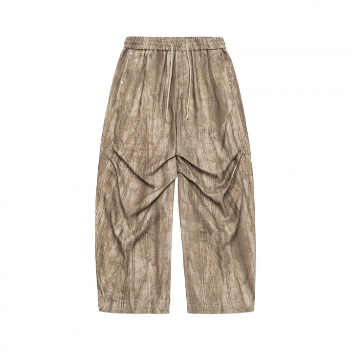 Unisex Weite Cropped-Hose mit asymmetrischen Lageinsätzen, elastischem Bund und beschichteter Struktur Echo Archiv