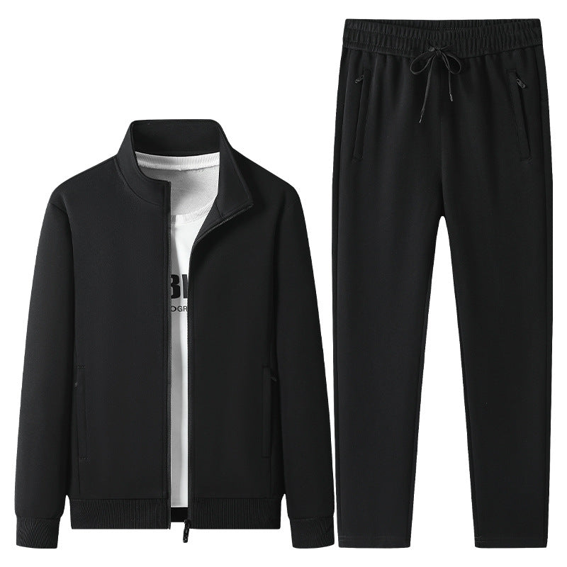 Herren Freizeit-Trainingsanzug Set mit Stehkragen Reißverschlussjacke und Jogginghose aus French Terry – Marzano