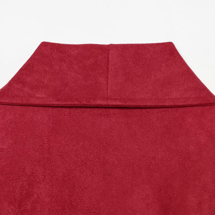 Damen Cropped Jacke im Kimono-Stil aus Veloursoptik mit Schalkragen und Bindegürtel Echoarchiv