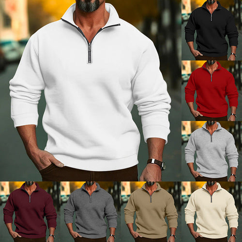 Herren Sweatshirt mit halblangem Reißverschluss und weichem Innenfutter – Marzano