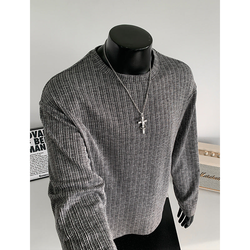 Herren Geripptes Langarmshirt aus Feinstrick mit Rundhalsausschnitt Echo Archiv