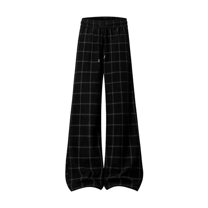 Damen Weite Palazzo-Hose im Karomuster mit elastischem Bund & Kordelzug Echoarchiv