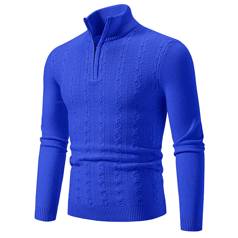 Herren Schmaler Halbzip-Zopfmuster-Pullover mit Thermo-Feinstrick und Rippsaum Echo Archiv