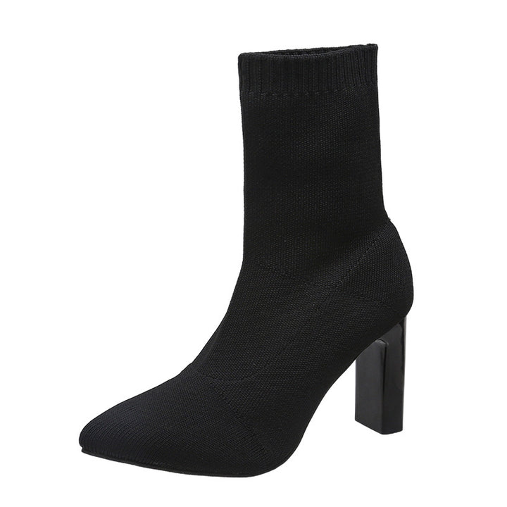 Damen Stretch‑Sock‑Boots mit gestricktem Schaft und konischem Blockabsatz Echo Archiv