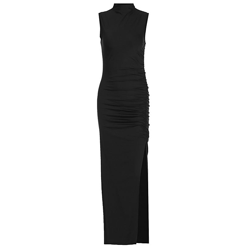 Damen Figurbetontes Maxikleid mit Stehkragen und geschmeidigem Rüschen-Design Echo Archiv