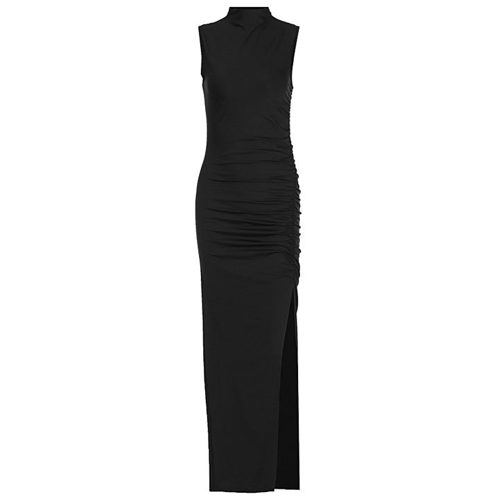 Damen Figurbetontes Maxikleid mit Stehkragen und geschmeidigem Rüschen-Design Echo Archiv