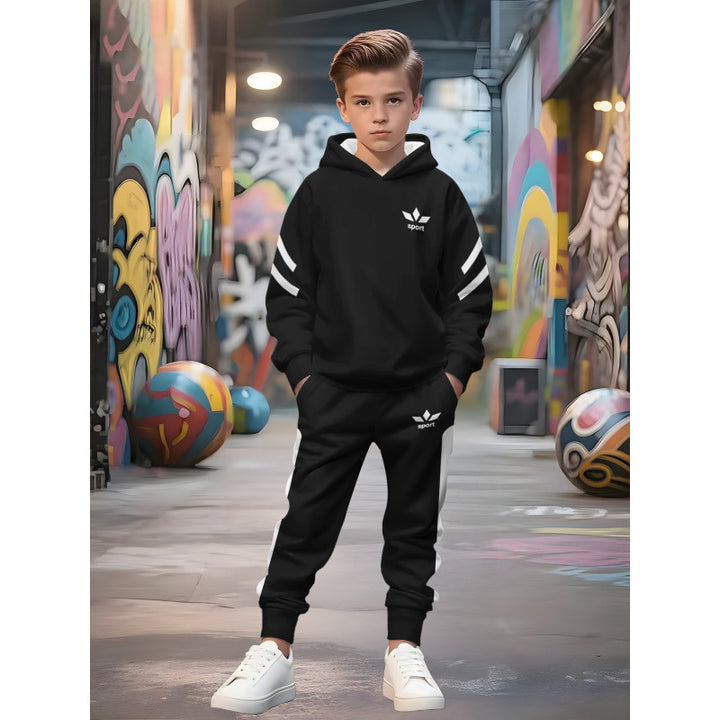 Unisex nan Kinder Jogginganzug mit Kapuzenpullover und detailreichem Auto-Print Echo Archiv