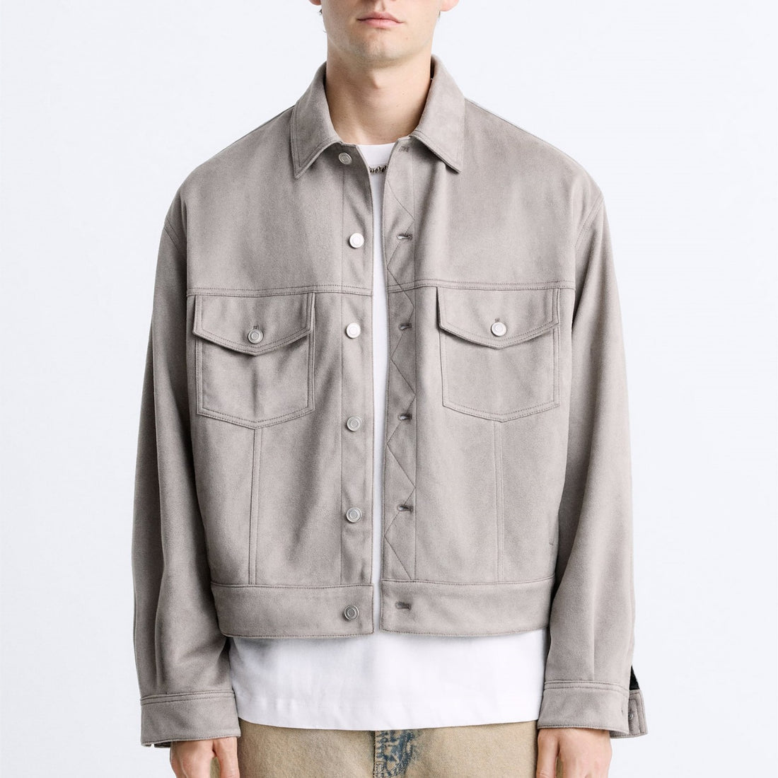 Herren lässige Wildlederjacke mit praktischen Brusttaschen und modernem Schnitt – Taviero