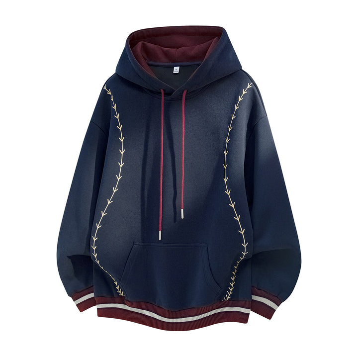Damen Oversize-Kapuzenpullover mit gestickten Ranken und Kontrastdetails Echo Archiv