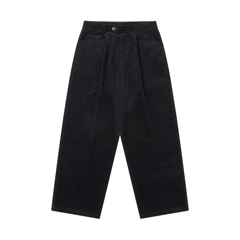 Herren Weite Cordhose mit Bundfalten, hoher Taille und geradem Bein Echoarchiv