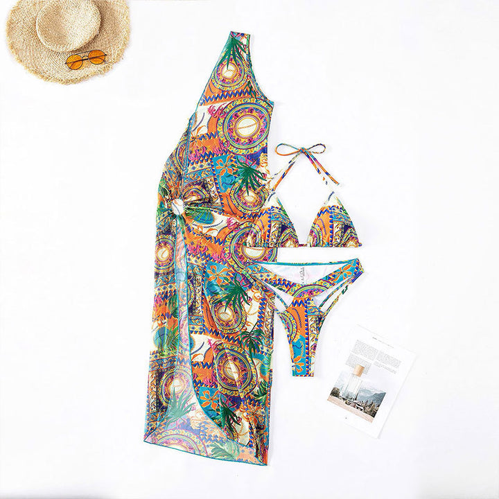 Damen Bikini mit verspieltem Wickeldesign und modischem Mustermix Echo Archiv