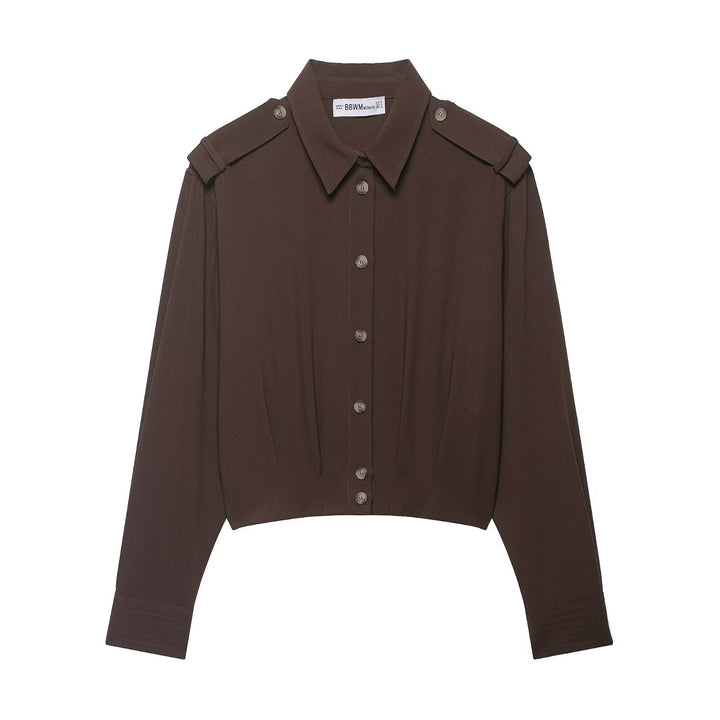 Damen Cropped-Hemdbluse mit dekorativen Epauletten und taillierter Korsettoptik Echoarchiv