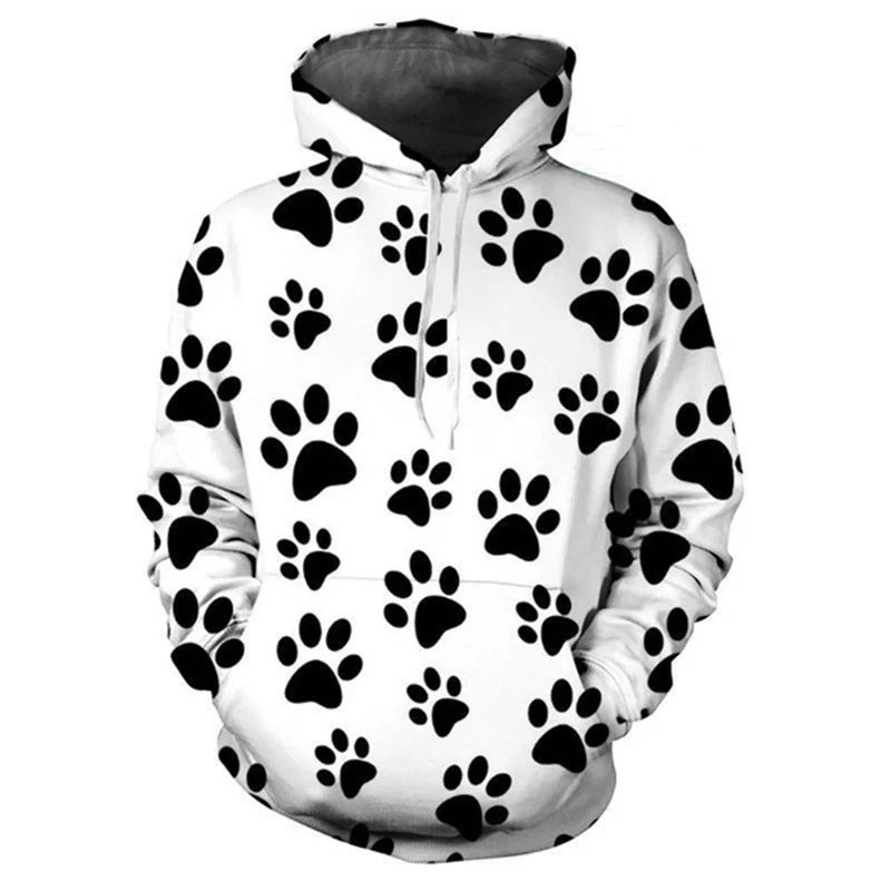 Damen Lustiger Kapuzenpullover mit Pfotenmotiv Echoarchiv