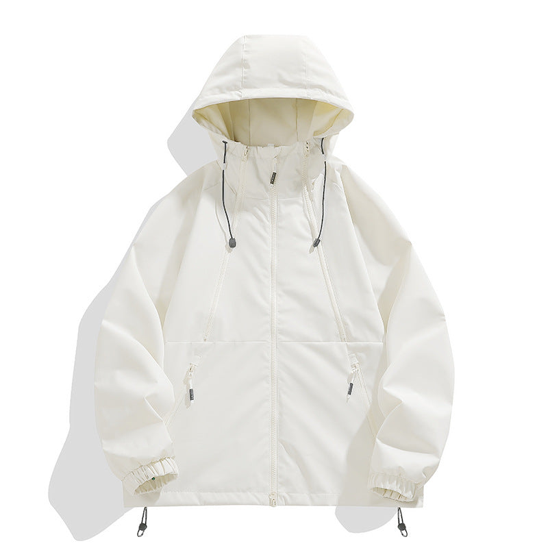 Unisex Leichter Kapuzen-Windbreaker mit wasserabweisender Oberfläche, Reißverschlusstaschen und Kordelzug Echo Archiv