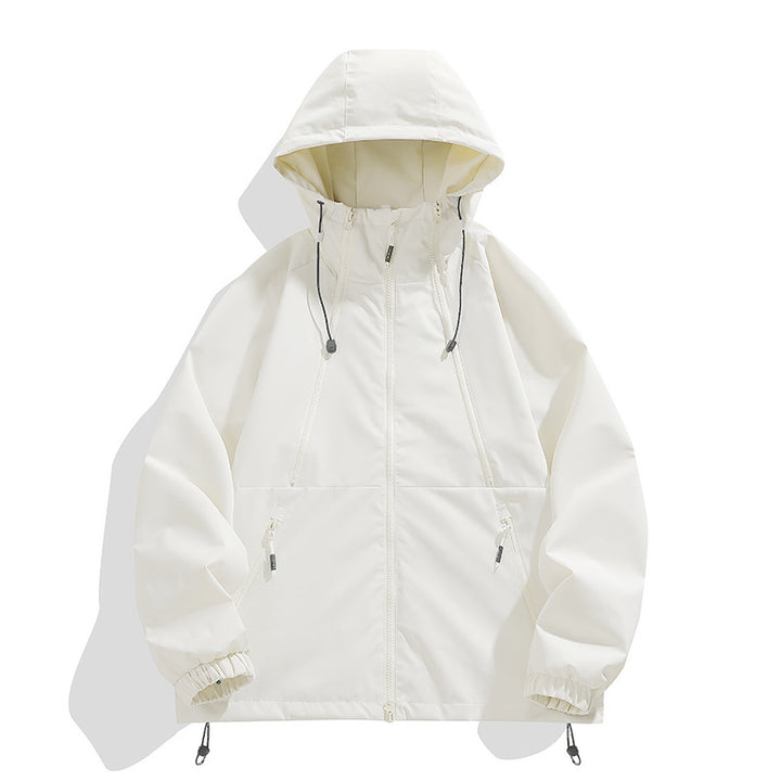 Unisex Leichter Kapuzen-Windbreaker mit wasserabweisender Oberfläche, Reißverschlusstaschen und Kordelzug Echo Archiv