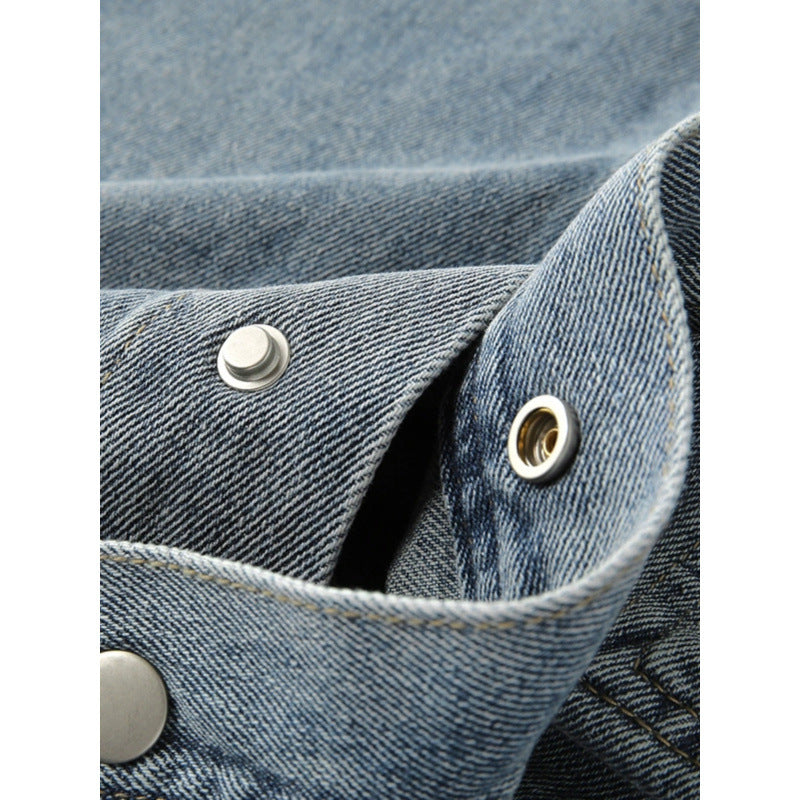Herren Overshirt-Jacke aus gewaschenem Denim mit Druckknopfleiste und Relaxed-Schnitt Echoarchiv