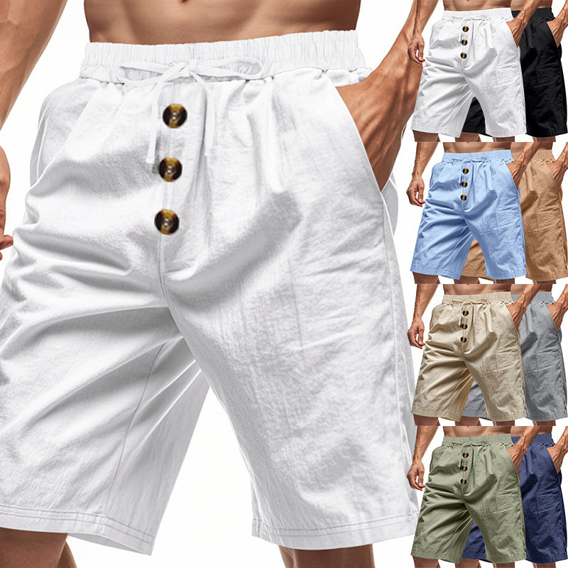Herren lässige Strandshorts mit elastischem Bund und Holzknopfdetails Echoarchiv