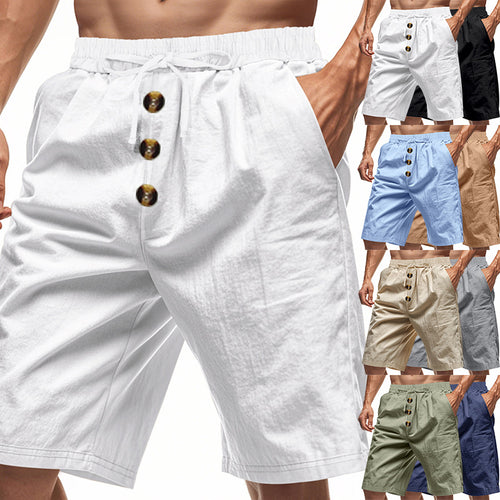 Herren lässige Strandshorts mit elastischem Bund und Holzknopfdetails Echoarchiv