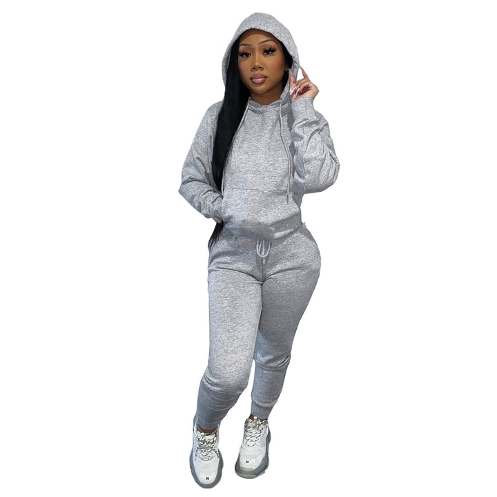 Damen nan Kapuzen-Lounge-Set mit Kängurutasche taillierter Jogginghose und Bündchen Echo Archiv
