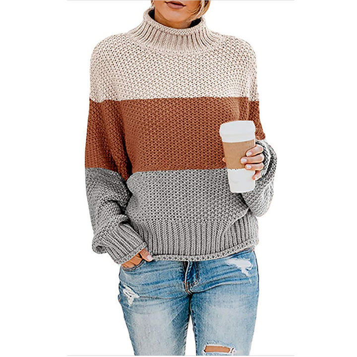 Damen nan grobstrick Rollkragenpullover mit Oversize-Schnitt und Blockstreifen-Optik Echo Archiv