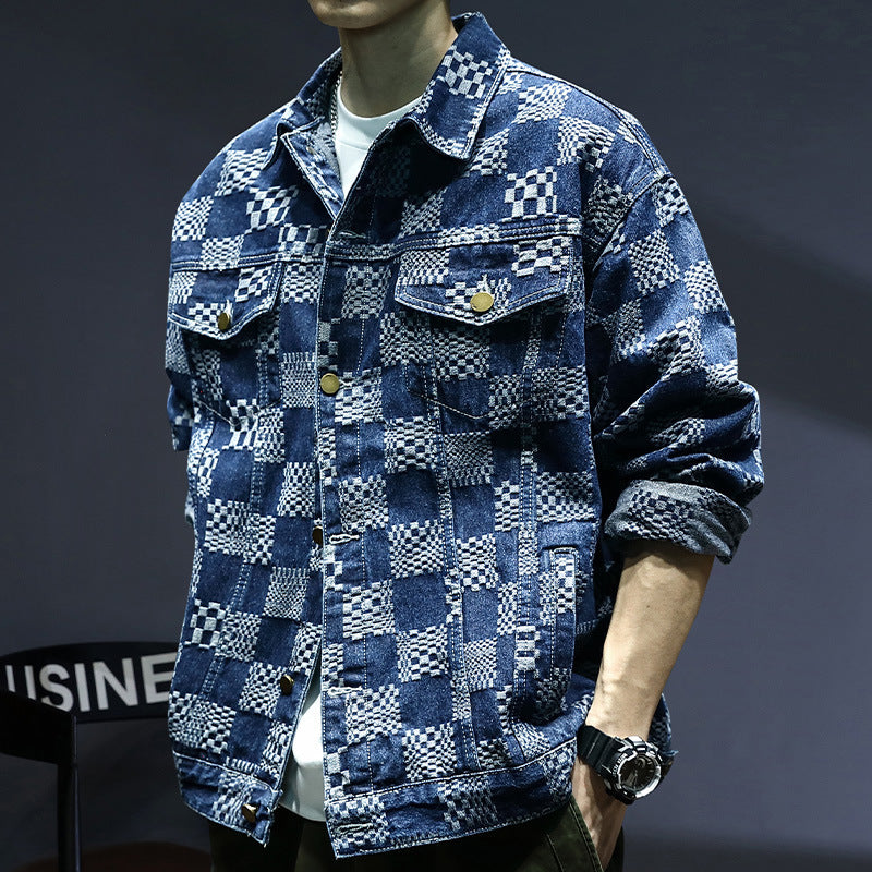 Herren Lässige Denimjacke mit kreativen Mustern Echoarchiv