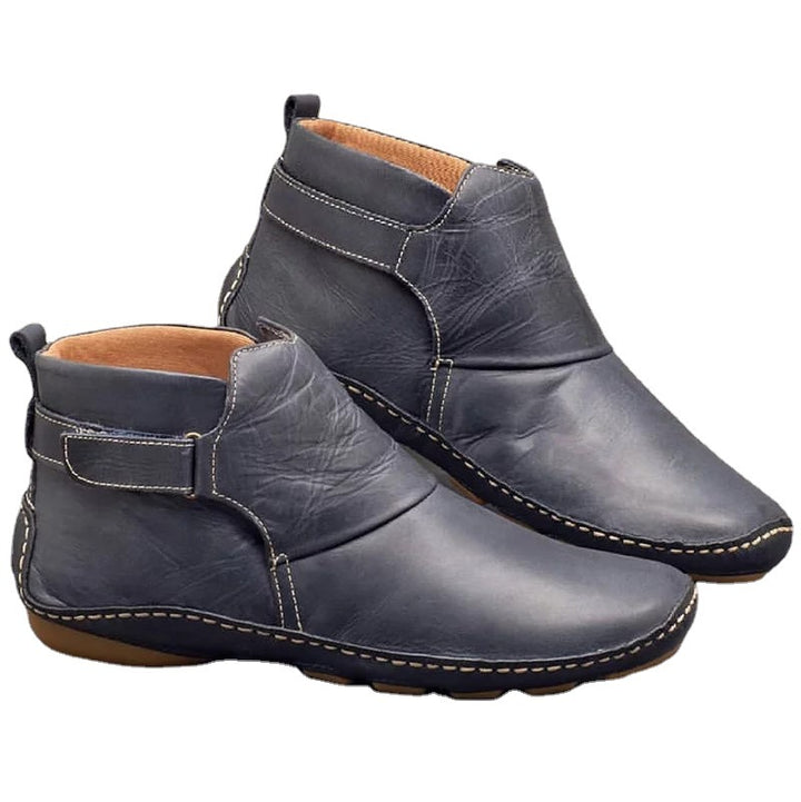 Damen nan knöchelhohe Soft-Lederimitat-Stiefelette mit verstellbarem Klettriemen, gepolstertem Schaft und flexibler Profilsohle Echo Archiv
