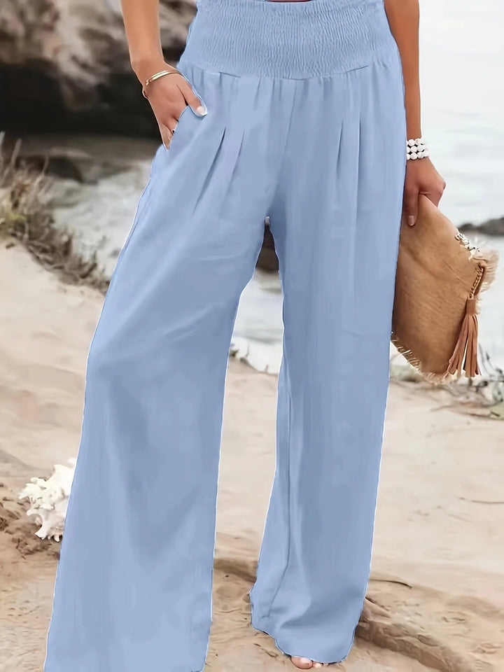 Damen weite Leinenhose mit elastischem Bund Echoarchiv
