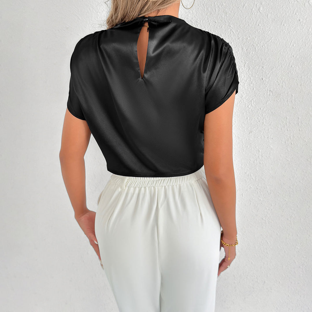Damen Elegantes Kurzarm-Blusenshirt mit modernem Stehkragen Echo Archiv
