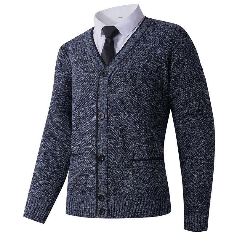 Herren Strukturierte Strickcardigan mit V-Ausschnitt, Knopfleiste und Eingrifftaschen Echo Archiv