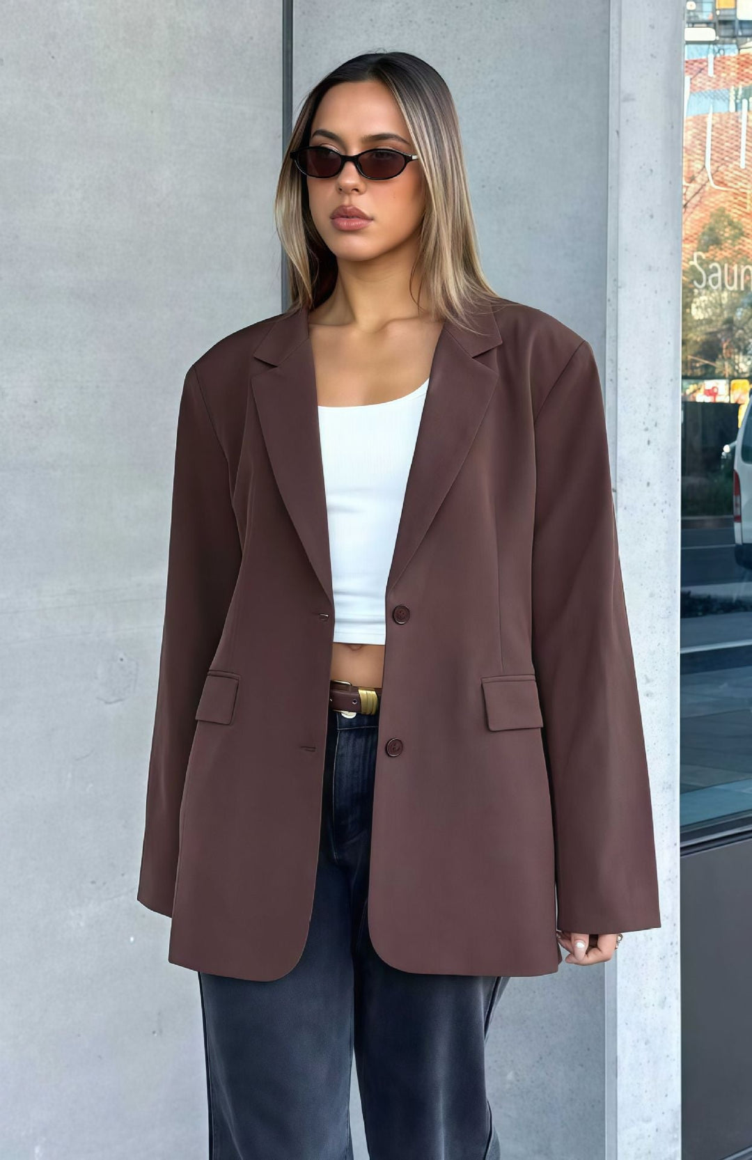 Damen Oversized Blazer aus weichem Wollmix Echoarchiv