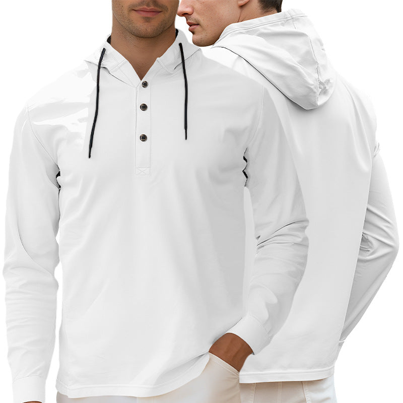 Herren nan Kapuzen-Henley Langarmshirt aus leichtem Stretchjersey mit Kordelzug Echo Archiv