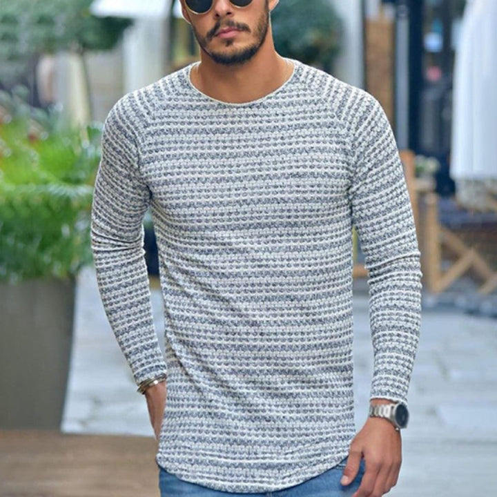 Herren strukturierter Feinstrick-Pullover mit Rundhalsausschnitt Echoarchiv