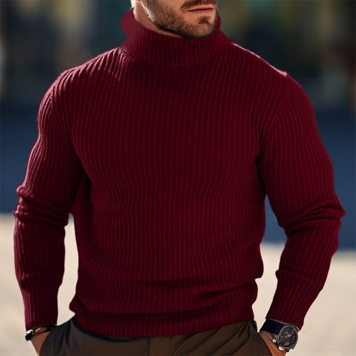 Herren Stehkragen Pullover aus strukturiertem Strick Echoarchiv