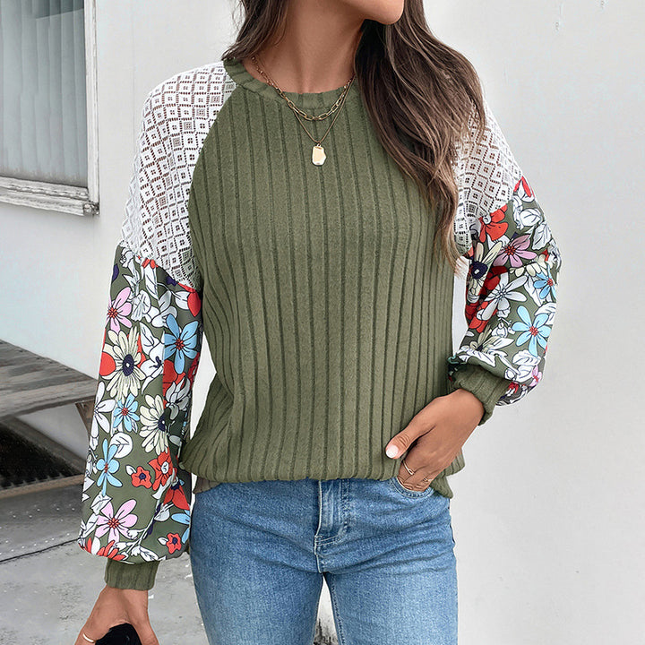 Damen Modischer Pullover mit floralen Ärmeln Echo Archiv