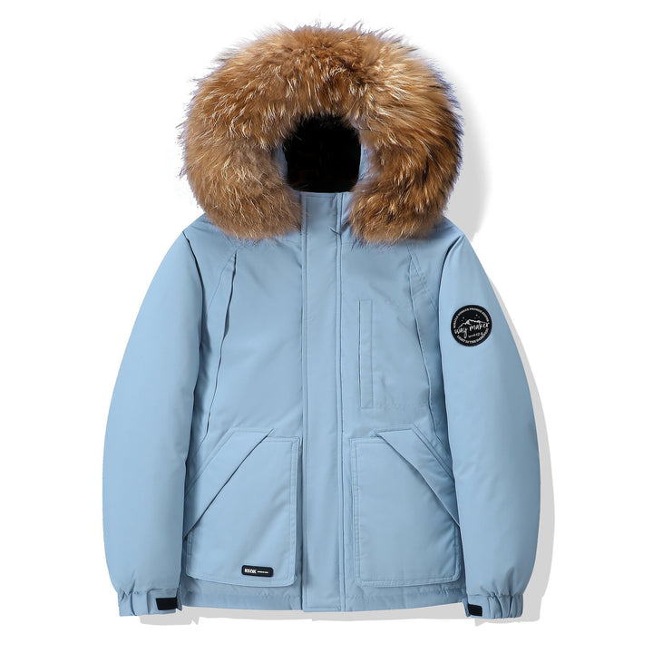 Herren winterfeste Daunenjacke mit abnehmbarer Kapuze und isolierender Fütterung Echoarchiv