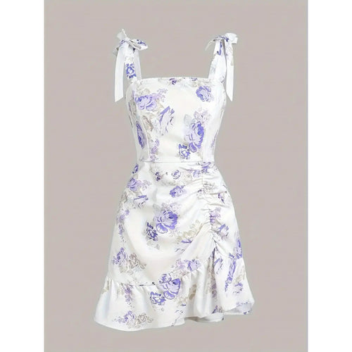 Damen Minikleid mit floralen Rüschendetails und taillierter Silhouette Echo Archiv