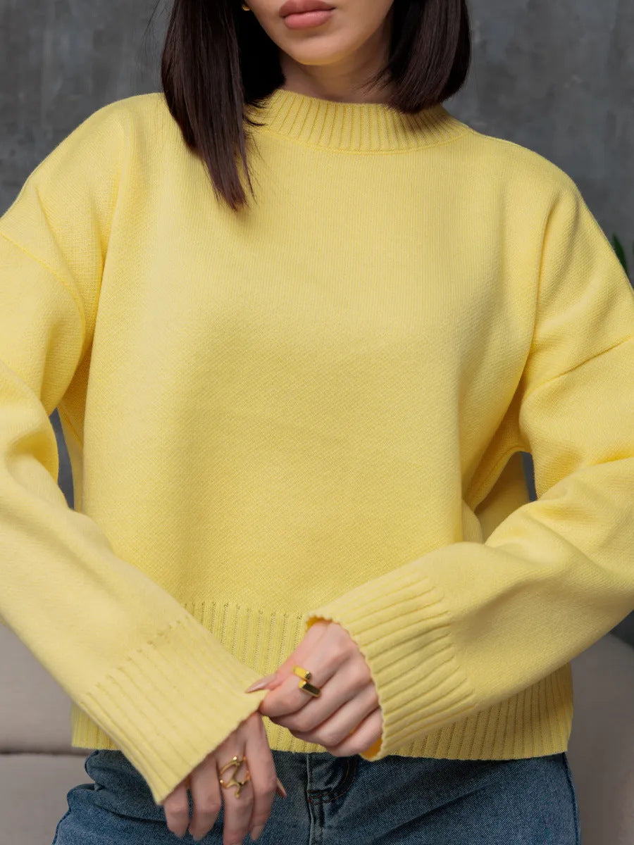 Damen Bequemer Strickpullover mit Rundhalsausschnitt – Mavelle