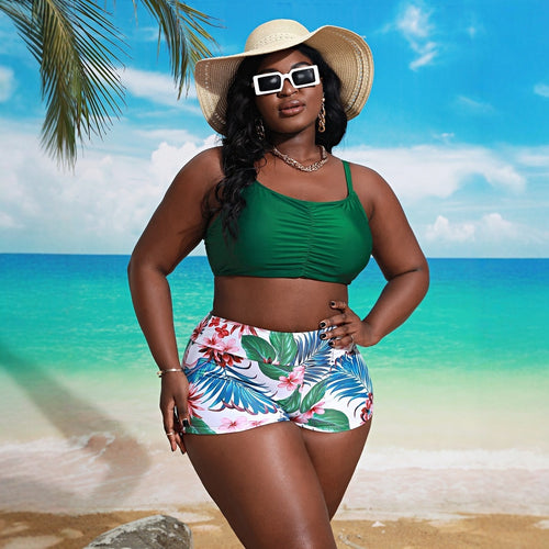 Damen Bikini-Set mit gerafftem Oberteil und floralem Höschen Echo Archiv