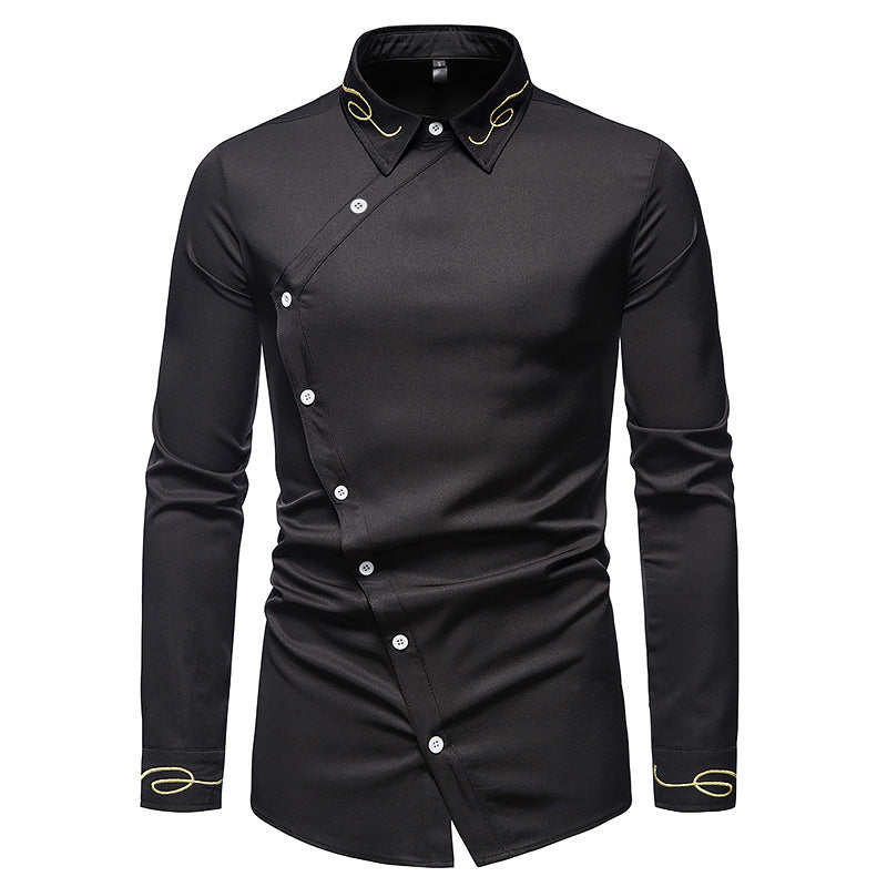 Herren Elegantes Langarmhemd mit dekorativen Knopfdetails Echoarchiv