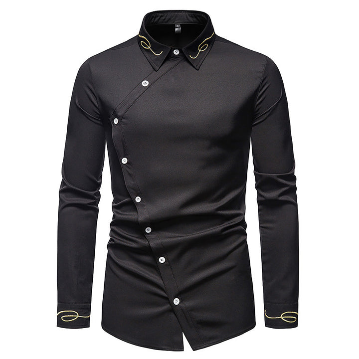 Herren Elegantes Langarmhemd mit dekorativen Knopfdetails Echoarchiv