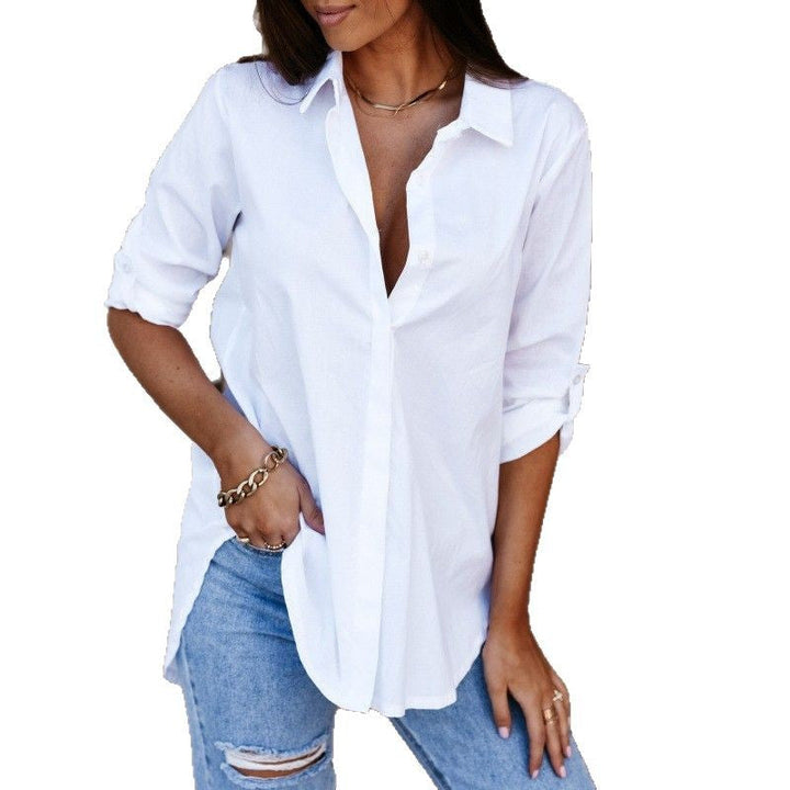 Damen lässiges Oversized-Hemd mit Umtragbarem Kragen Echoarchiv